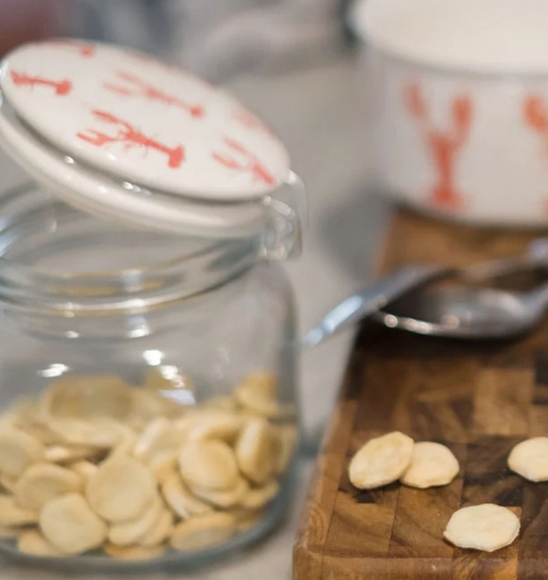 Sara Fitz Ceramic Swing Top Glass Canister Lobster Design - Picture 7 of 7